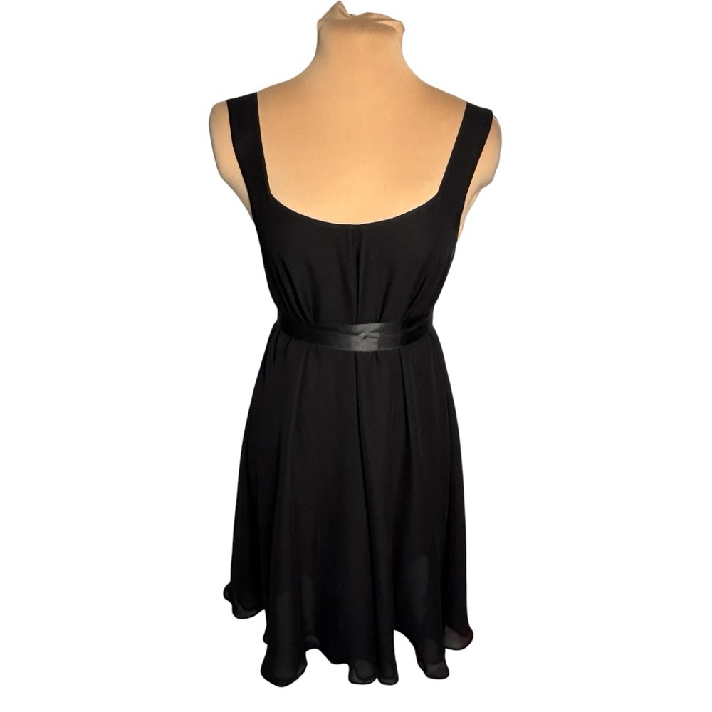 Ralph Lauren Blue Label Black Silk Fit Flare Dress Belted Size 4